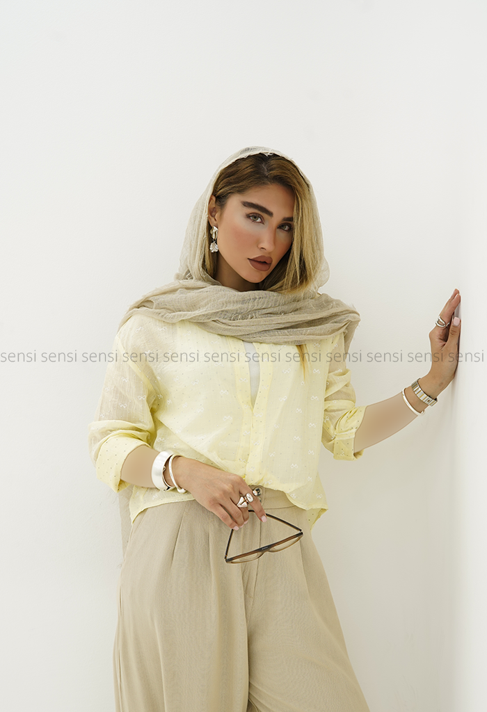 شومیز 2تیکه جلو پیچ شیشه ای کد1006017